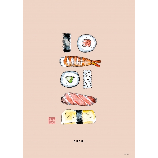 Poster Azie Sushi 15x20cm - 6 stuks